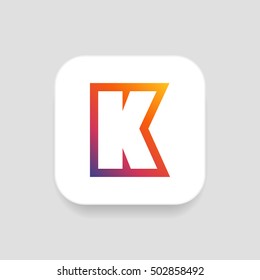 Letter K vector, logo. Useful as branding symbol, corporate identity, alphabet element, square app icon, clip art and illustration.