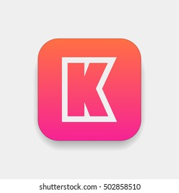 Letter K vector, logo. Useful as branding symbol, corporate identity, alphabet element, square app icon, clip art and illustration.