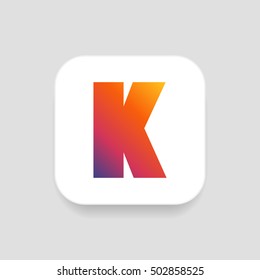 Letter K vector, logo. Useful as branding symbol, corporate identity, alphabet element, square app icon, clip art and illustration.