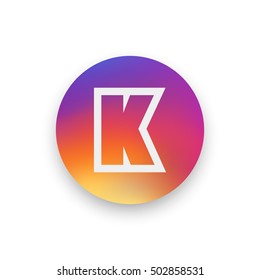 Letter K vector, logo. Useful as branding symbol, corporate identity, alphabet element, circle app icon, clip art and illustration.