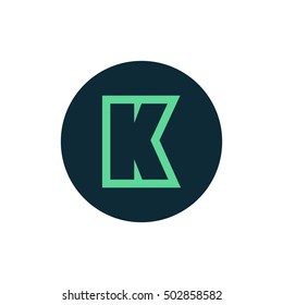 Letter K vector, logo. Useful as branding symbol, corporate identity, alphabet element, circle app icon, clip art and illustration.
