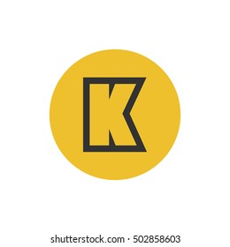 Letter K vector, logo. Useful as branding symbol, corporate identity, alphabet element, circle app icon, clip art and illustration.