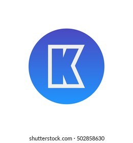 Letter K vector, logo. Useful as branding symbol, corporate identity, alphabet element, circle app icon, clip art and illustration.