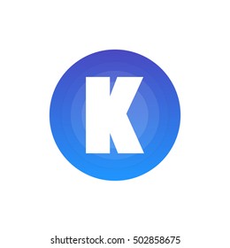Letter K vector, logo. Useful as branding symbol, corporate identity, alphabet element, circle app icon, clip art and illustration.