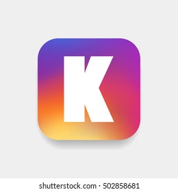 Letter K vector, logo. Useful as branding symbol, corporate identity, alphabet element, square app icon, clip art and illustration.
