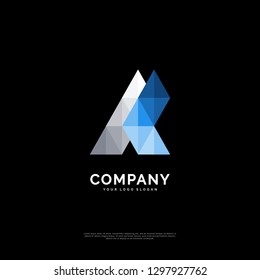 Letter A or K Vector Origami Logo icon. Colorful Abstract Design template element logo icon - Vector