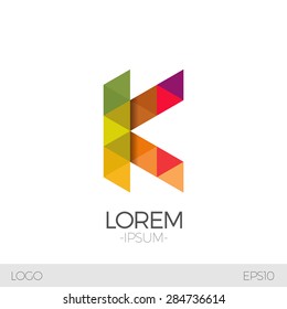 Icono del logotipo de la letra K vector Origami. Icono de logotipo de la plantilla de diseño abstracto colorido