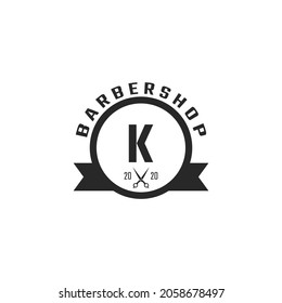 Letter K Vintage Barber Shop Badge and Logo Design Inspiration