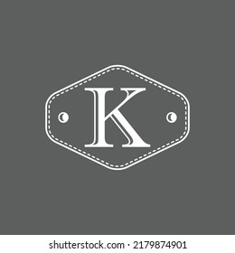 letter K with vintage style and box frame. Creative design Letters in gray and white colors. emblem icon logo creative design illustration template