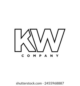 Letter K and W, KW logo design template. Minimal monogram initial based logotype.