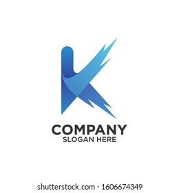 letter K with wave logo design