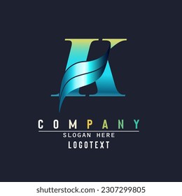 Letter K and Wave Logo Template, abstract initial K logo , Creative K letter with luxury concept. Modern K Logo Design for business and company identity