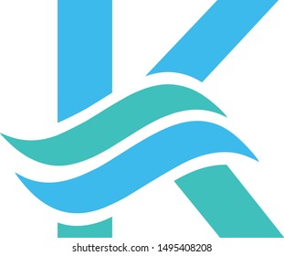 letter K with wave logo. vector logotype 