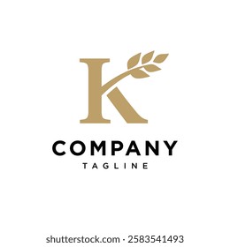 Letter K Wheat Logo Icon Vector