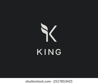 Letter K with wing logo design. Creative force waves delivery sign. Vector monogram