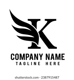 Letter K Wings Logo Design Vector.