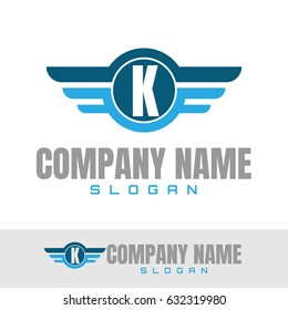 Letter K Wings Logo Design template