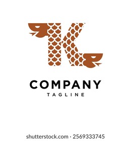 Letter K Wood Snake Logo Icon vector