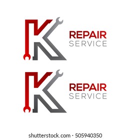 Letter K with wrench logo,Industrial,repair,tools,service and maintenance logo for corporate identity
