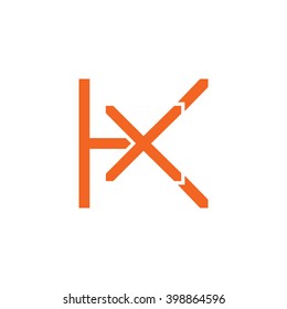 letter K and X monogram logo orange