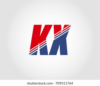 Letter K and X red and blue combination logo