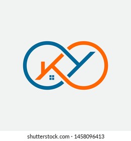 Letter K And Y Home Building, Logo Vector Template