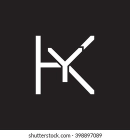 letter K and Y monogram logo white black background