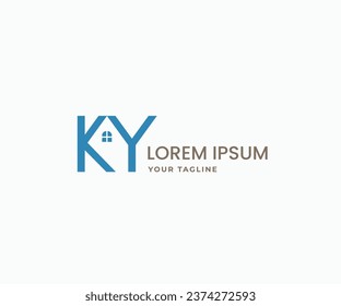 Letter K Y with negative space house logo vector icon illustration