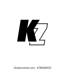 letter K and Z logo overlapping black negative