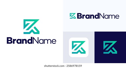 Letter K or Z monogram Logo design, Initial ZK logo vector illustration, usable for business and branding Logos. Flat vector logo design template element, modern sign symbol.