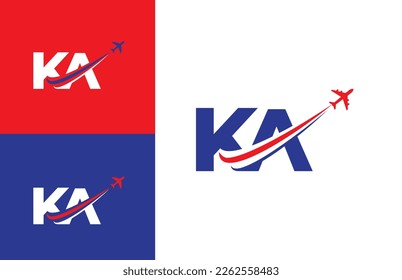 Letter KA Air Travel Logo Design Template