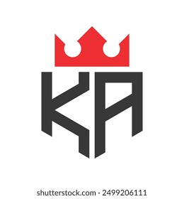 Letter KA Crown Logo. Crown on Letter KA Logo Design Template