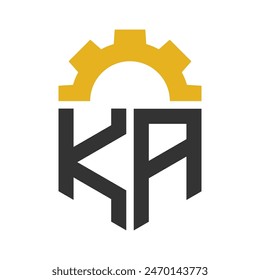 Letter KA Gear Logo Design for Service Center, Repair, Factory, Industrial, Digital and Mechanical Business