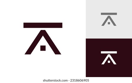 Letter KA with house roof logo design