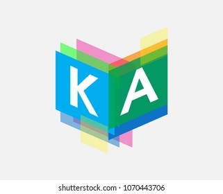 Letter KA logo with colorful geometric shape, letter combination logo design for creative industry, web, business and company.