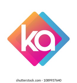 Letter KA logo with colorful geometric shape, letter combination logo design for creative industry, web, business and company.