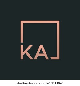 Letter KA Logo design with square frame line art. business consulting concept. studio,room,group icon. Suitable for business, consulting group company. - vector