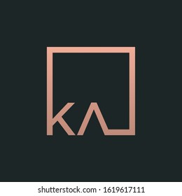 Letter KA Logo design with square frame line art. business consulting concept. studio,room,group icon. Suitable for business, consulting group company. - vector