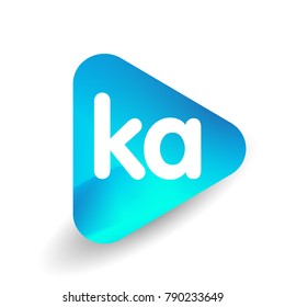 Letter KA logo in triangle shape and colorful background, letter combination logo design for business and company identity.
