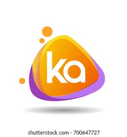 Letter KA logo in triangle splash and colorful background, letter combination logo design for creative industry, web, business and company.