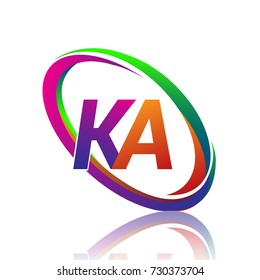 letter KA logotype design for company name colorful swoosh. vector logo for business and company identity.