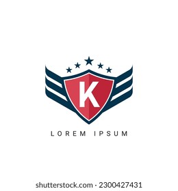 Letter KA With Wings Sign And Illustration Modern Crown, Shield Luxury Logo Design Icon