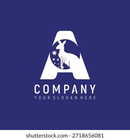 letra A modelo de vetor de elemento de design de logotipo de canguru