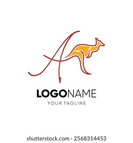 Letter A Kangaroo Logo Design Vector Icon Graphic Emblem Illustration