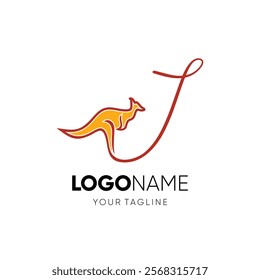 Letter I Kangaroo Logo Design Vector Icon Graphic Emblem Illustration