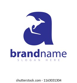 a Letter With kangaroo logo icon vector template