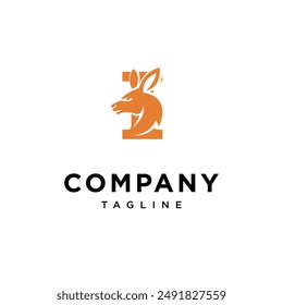 Letter I Kangaroo Logo Icon Vector