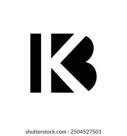 Letter Kb or Bk modern negative space logo idea