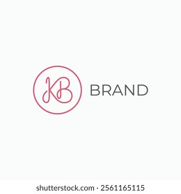 Letter KB linked line monoline logo design concept. KB monogram elegant logo template