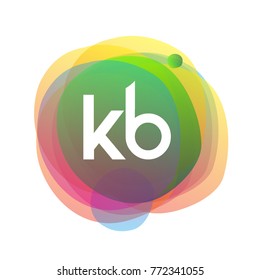 Letter KB logo with colorful splash background, letter combination logo design for creative industry, web, business and company.
